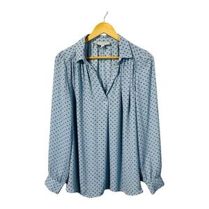 LOFT Light Blue Printed Long Sleeve Blouse